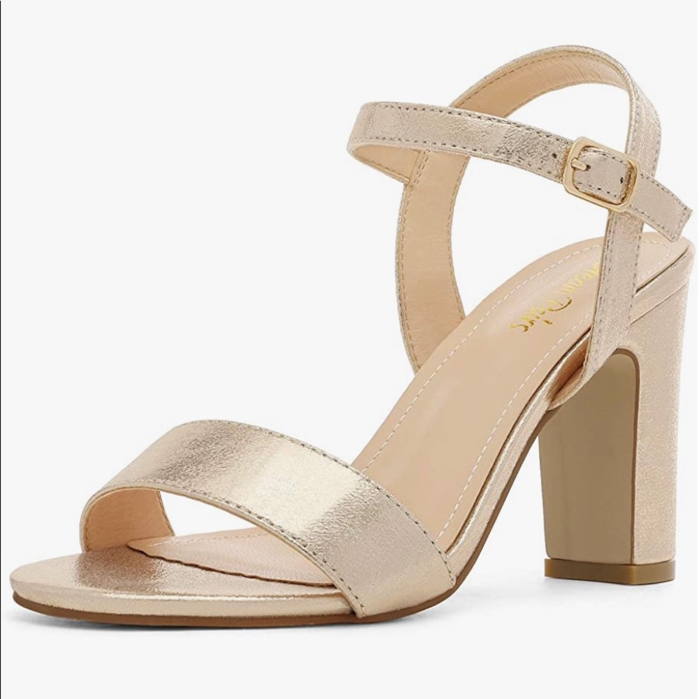 Gold high heels, never worn